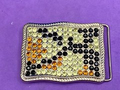 Unique Vintage Mixed Color And Pattern Rhinestone Belt Buckle – F
