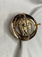 Gold Medusa Head Belt Buckle Greek Key Crystal Oval