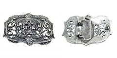 Gothic King Heart Belt Buckle Victorian Steampunk Style Antique Silver