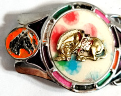 VTG 1970 Imperial Hebillas Belt Buckle Mexico Western Rodeo Horse Bucking Bronco