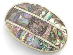 Alpaca Abalone Large Belt Buckle Unisex Mexico Size 3.5 inches 43g L104