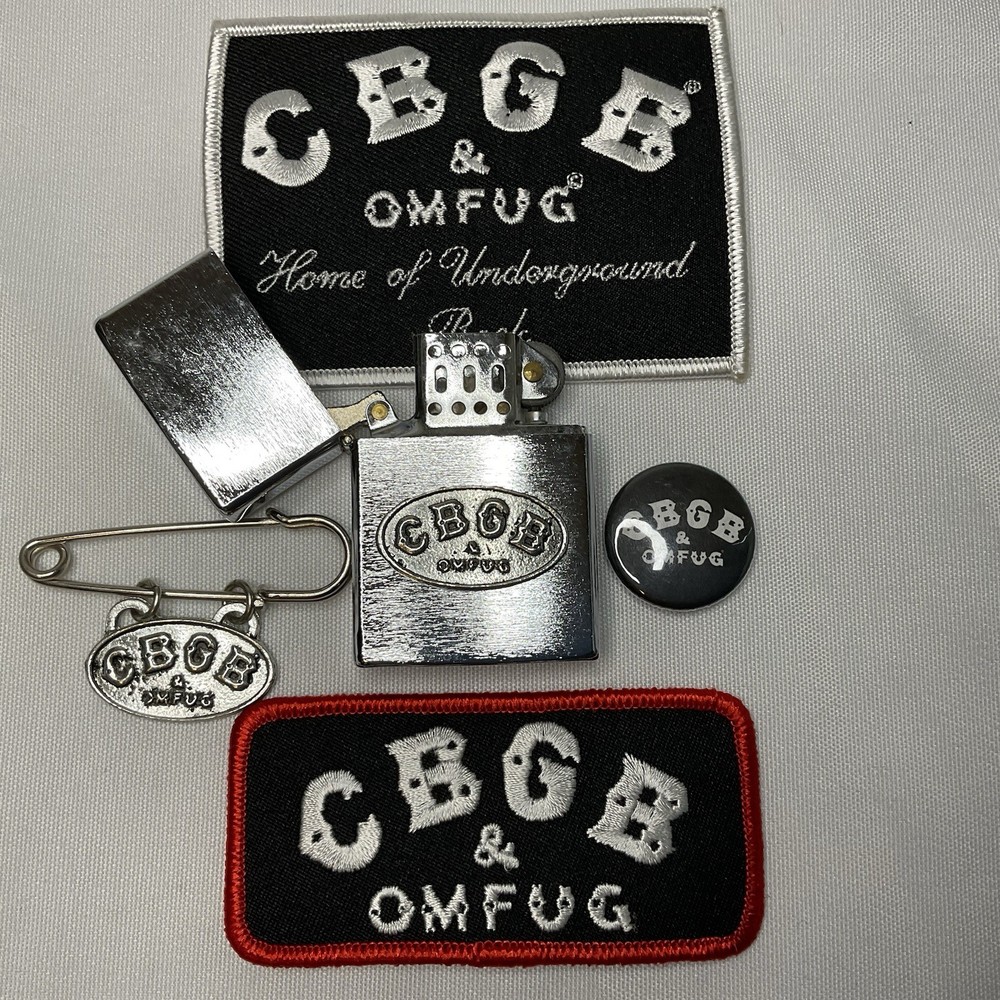 CBGB & OMFUG Lighter Patches Button Pin Lot Vintage Punk