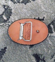 Arango Leather Mexico Black Leather Belt Buckle 3 1/2&Prime; X 2 1/2&Prime;