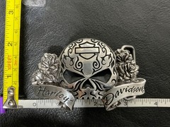 Harley-Davidson “Sugar” Willie G skull belt buckle .#HDWBU10450.Silver plaited
