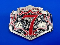 Lucky Seben 7 Seven’s Vegas gambling dice 04 Great American Products belt buckle
