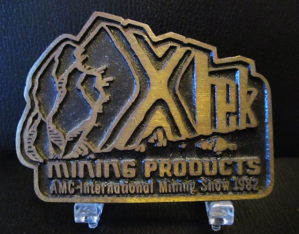XTEK Mining Products AMC International Mining Show Brass Belt Buckle 1982 Dyna