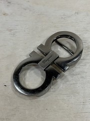 Ferragamo Gancini Silver Double Ring Belt Buckle Made in Italy Buckle Only