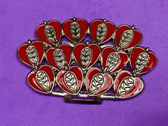 Unknown To Me! Red And Silver Color Heart Pattern. – Half Of Belt Buckle?