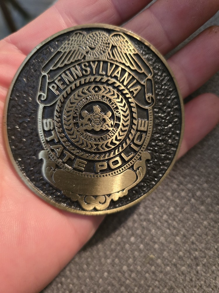 RARE Pennsylvania State Police Belt Buckle 75th Anniversary solid bronze