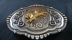 BULL RIDER RODEO WESTERN FLORAL RAISED 3D GOLD COLOR BULL COWBOY BELT BUCKLE