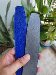 3.8CM Gray/Blue 100% Genuine Ostrich Leather Skin Men Belts Buckle-Handmade