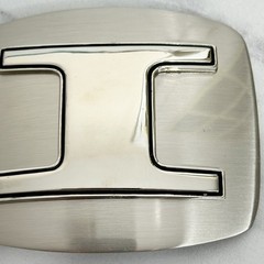 I Letter Initial Monogram Silver Tone Belt Buckle 3.16&Prime; x 2.78&Prime;