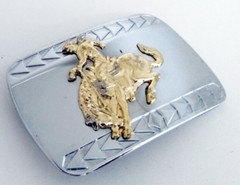 Western Style Silver & Gold Tone Bucking Bronco Belt Buckle