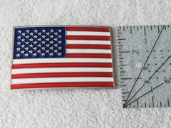 Patriotic American USA Flag Silver Red Metal Belt Buckle Unisex New.
