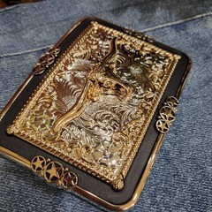 Longhor Western Belt Buckle Rose Tone And Silver Rare Piece With Details Cowboy