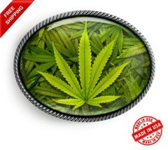 Marijuana Belt Buckle – High Times Weed Pot Leaf Handmade Accessory Gift – 730