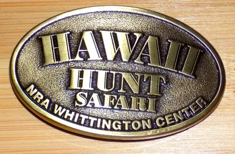 NRA Whittington Hawaii Hawaiian Safari Belt Buckle Collectible Rare Brass Item