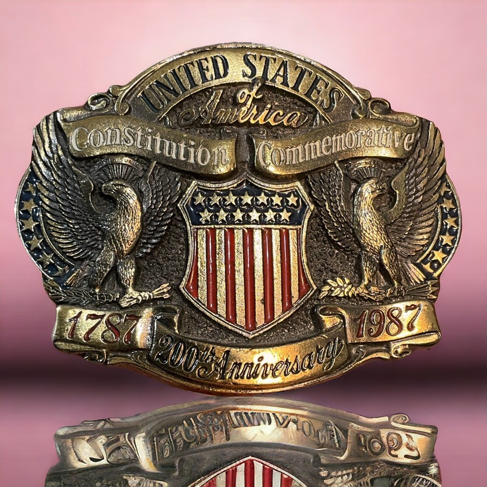 USA Constitution Commemorative 200th Anniversary Belt Buckle Ltd Edition Brass