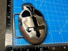 Skull Head with Iron Cross Gothic Vibe Motorcycle Biker Style 3D Belt Buckle