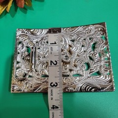 Centenario Cowboy Belt Buckle Western Rodeo Silver & Rose Gold Faux 50 Peso