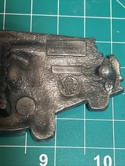RED FIRE LADDER TRUCK SHAPED CUTOUT BELT BUCKLE BERGAMOT BRASS WORKS USA 1978