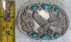 Arroyo Grande Belt Buckle Southwest Style Eagle Turquoise Colored As Is No clip