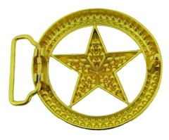 Star Belt Buckle Texas Lone Rodeo Western Gold Metal High-end Quality Badge