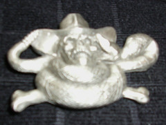VNTG 1990 GREAT AMERICAN BUCKLE CO SILVER SKULL COWBOY HAT SNAKE BELT BUCKLE