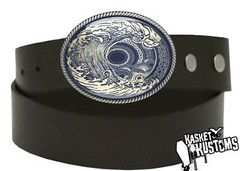 Tsunami Belt Buckle – Ornate Ocean Wave Tattoo Art Handmade Buckle – 33