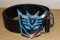 Hasbro Transformers Blue Metal Decepticon Belt Buckle & BLACK BELT
