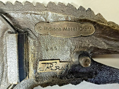 Vintage Indiana Metal Craft Bronze Eagle Head Belt Buckle Signed J R Gray