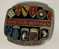 US Airborne Vietnam War Veteran Belt Buckle Made USA We Served Our Time In Hell