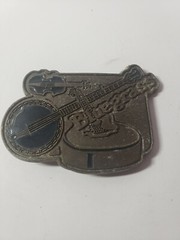 Bluegrass Belt Buckle Bango Guitar Fiddle Detailed 2”x3” Brass
