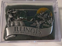 Vintage Collectible 1984 ILLINOIS Pewter and Enamel Belt Buckle by Bergamot