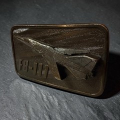 Vintage 80’s Buckle Connection Belt Buckle Brass FB-111 Fighter Jet Relief