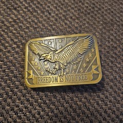 Freedom Is Not Free Brass Belt Buckle Eagle Stars Strips By Sponsor2014 2&Prime;Belt/W