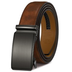 Zitahli Mens Belt Leather 30&Prime; to 36&Prime; Waist Adjustable, Brushed Grey-brwon
