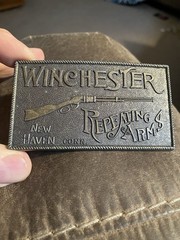 Winchester Repeating Arms New Haven Conn. Rifle Guns Vintage Belt Buckle