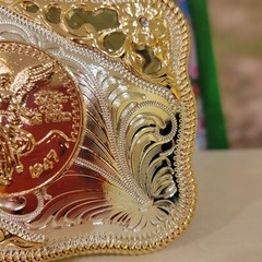 Centenario Cowboy Belt Buckle Western Hebilla Rodeo Silver Rosetone Coin