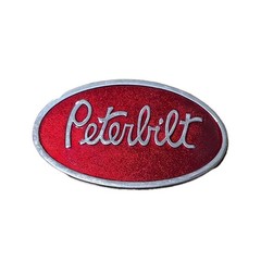 Peterbilt Red Oval Logo Metal Belt Buckle Red/Silver Trucks Theme Men