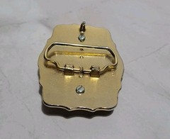 Western Metal Belt Buckle Gold Tone Initial Letter T Cowboy Rodeo Made In USA
