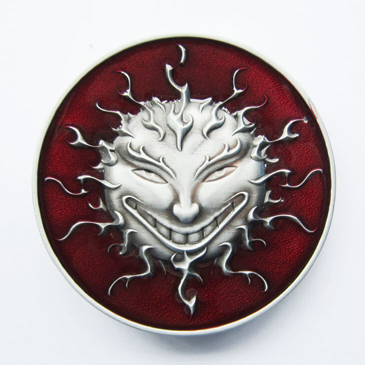 Devil Evil Face Red Enamel Metal Fashion Belt Buckle