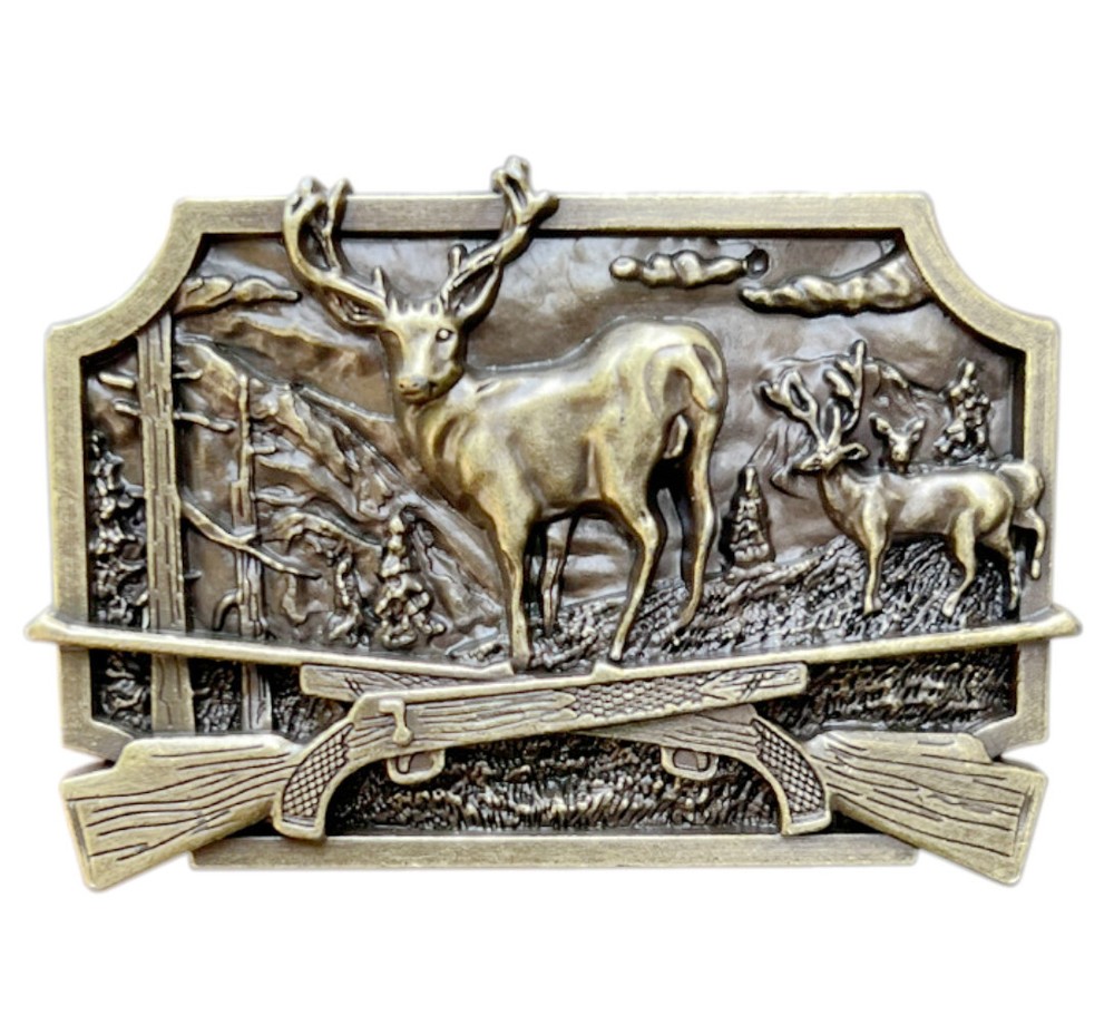 Deer Hunting Belt Buckle Western Cowboy Cowgirl Native American (DER-02-G)