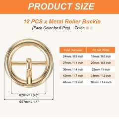 12Pcs 0.8&Prime; Single Prong Belt Buckle Metal Roller Buckle Silver/Light Gold