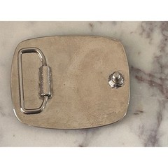 Vintage Matador Bull Logo Grid Silver Tone Western Belt Buckle Rectangular