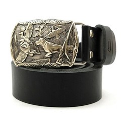 German silver belt buckle « Duck hunting », Trophy belt buckle, Hunter belt buckle