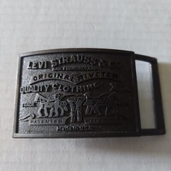 BELT BUCKLE Levi Strauss & Co. Blue Jeans Original Riveted Rectangle Vintage