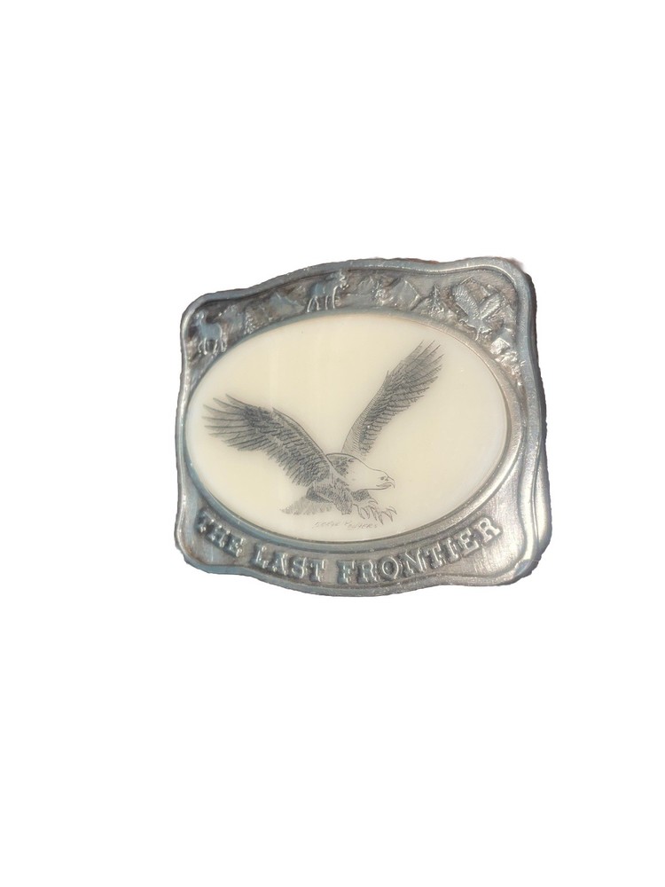 Vintage Kiana Anchorage Alaska Belt Buckle Last Frontier American Eagle 2.75”