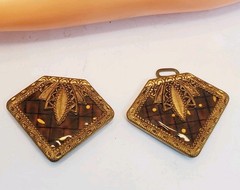 Vintage Women’s Buckle Set Art Deco Inspired Gold Tone Enamel(13)