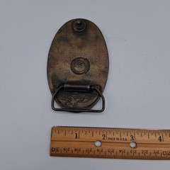 Vintage 70s Pony Post Express Brass Metal Belt Buckle Montauk Silver Company